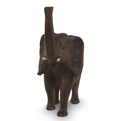 Ebony sculpture, 'Proud African Elephant' - Realistic Hand Carved Ebony Elephant Sculpture from Africa