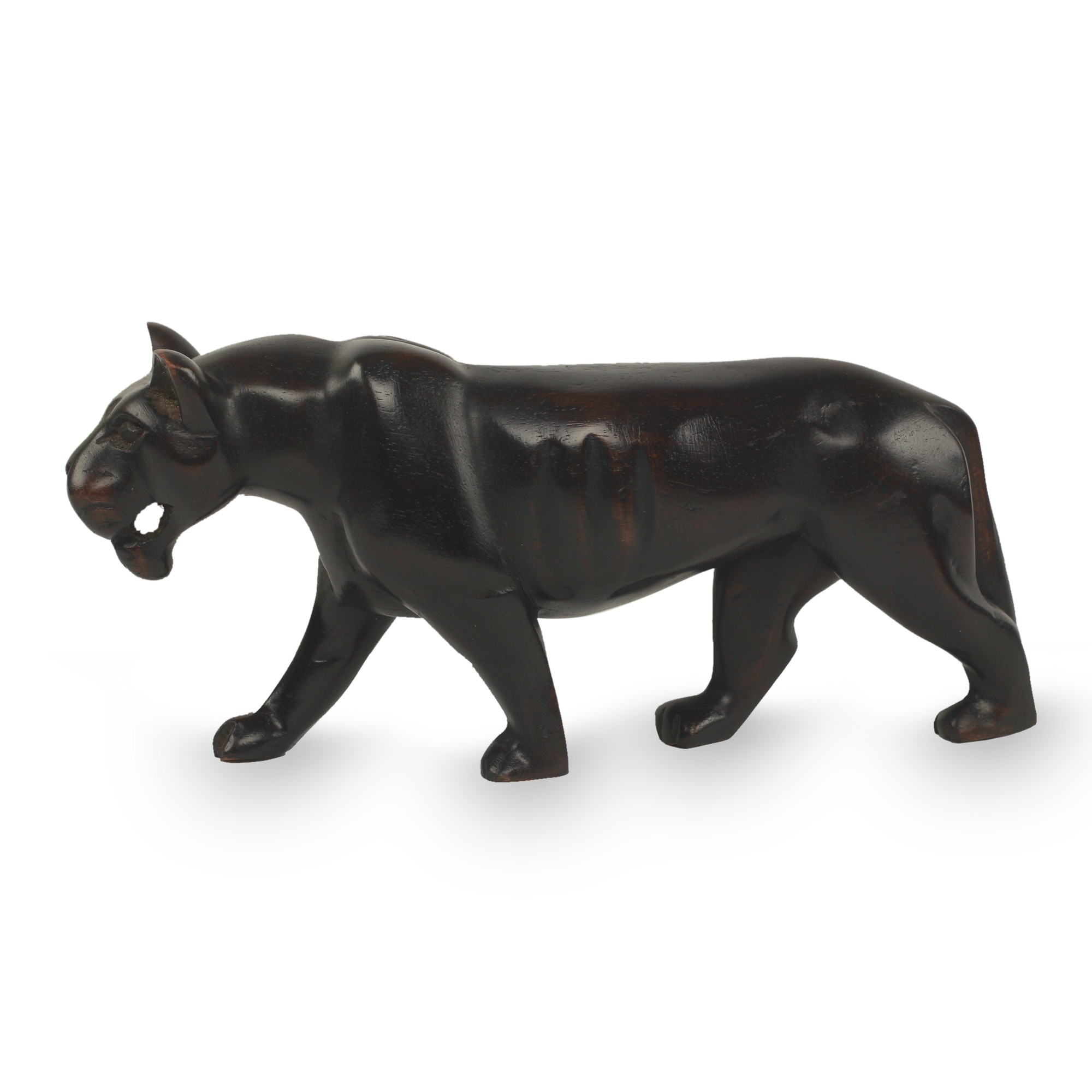 Hand Carved Teak Wood Jaguar Sculpture from Africa Black Jaguar NOVICA