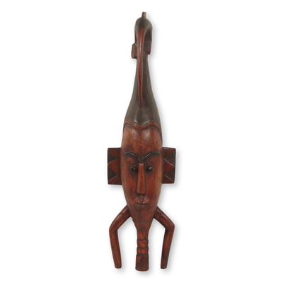 African wood mask, 'Xevi V' - African Wood Mask Original Bird Design Carved by Hand