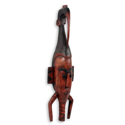 African wood mask, 'Xevi V' - African Wood Mask Original Bird Design Carved by Hand
