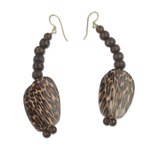 Beaded dangle earrings, 'Ayeyi' - Leopard Print Beaded Dangle Earrings Hand Made in Ghana