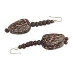 Beaded dangle earrings, 'Ayeyi' - Leopard Print Beaded Dangle Earrings Hand Made in Ghana
