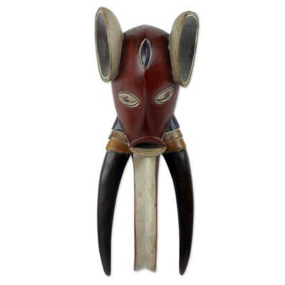 African wood mask, 'Guro Elephant I' - Original West African Decorative Wooden Elephant Mask