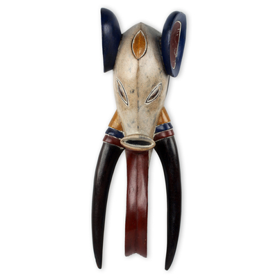 African wood mask, 'Guro Elephant II' - Hand Carved Guro Elephant Mask Made in West Africa