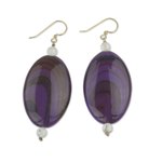 Beaded dangle earrings, 'Odopa in Plum' - Hand Made Purple and Maroon Plastic Dangle Earrings