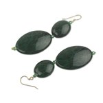 Beaded dangle earrings, 'Good Thing' - Green Animal Print Bead Earrings Hand Made in Ghana