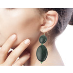 Beaded dangle earrings, 'Good Thing' - Green Animal Print Bead Earrings Hand Made in Ghana