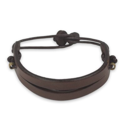 Artisan Crafted African Brown Leather Bracelet for Men