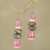 Beaded dangle earrings, 'Odefo' - Fair Trade African Beaded Earrings with Pink Cat's Eye (image 2) thumbail
