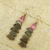 Beaded dangle earrings, 'Yonkopa' - African Handmade Bead Earrings with Cat's Eye (image 2b) thumbail