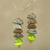 Beaded dangle earrings, 'Nndwoma Kese' - Hand Beaded Earrings with Soapstone and Cat's Eye (image 2) thumbail