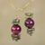 Soapstone and agate beaded earrings, 'Oboafo Ye Na' - Purple Agate and Soapstone Beaded Earrings from Ghana (image 2) thumbail