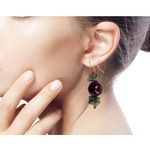 Soapstone and agate beaded earrings, 'Oboafo Ye Na' - Purple Agate and Soapstone Beaded Earrings from Ghana