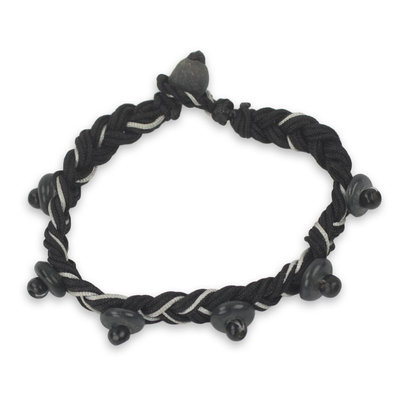 Braided cord bracelet, 'Lagos Braid' - African Artisan Crafted Braided Cord Bracelet with Beads