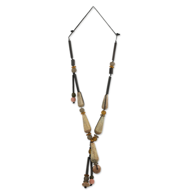 African beaded necklace, 'Desert' - Women's Adjustable Beaded Necklace Hand Crafted in Africa