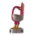 African wood carving, 'Red Sankofa' - African Tribal Wood Bird Carving with Metal Accents