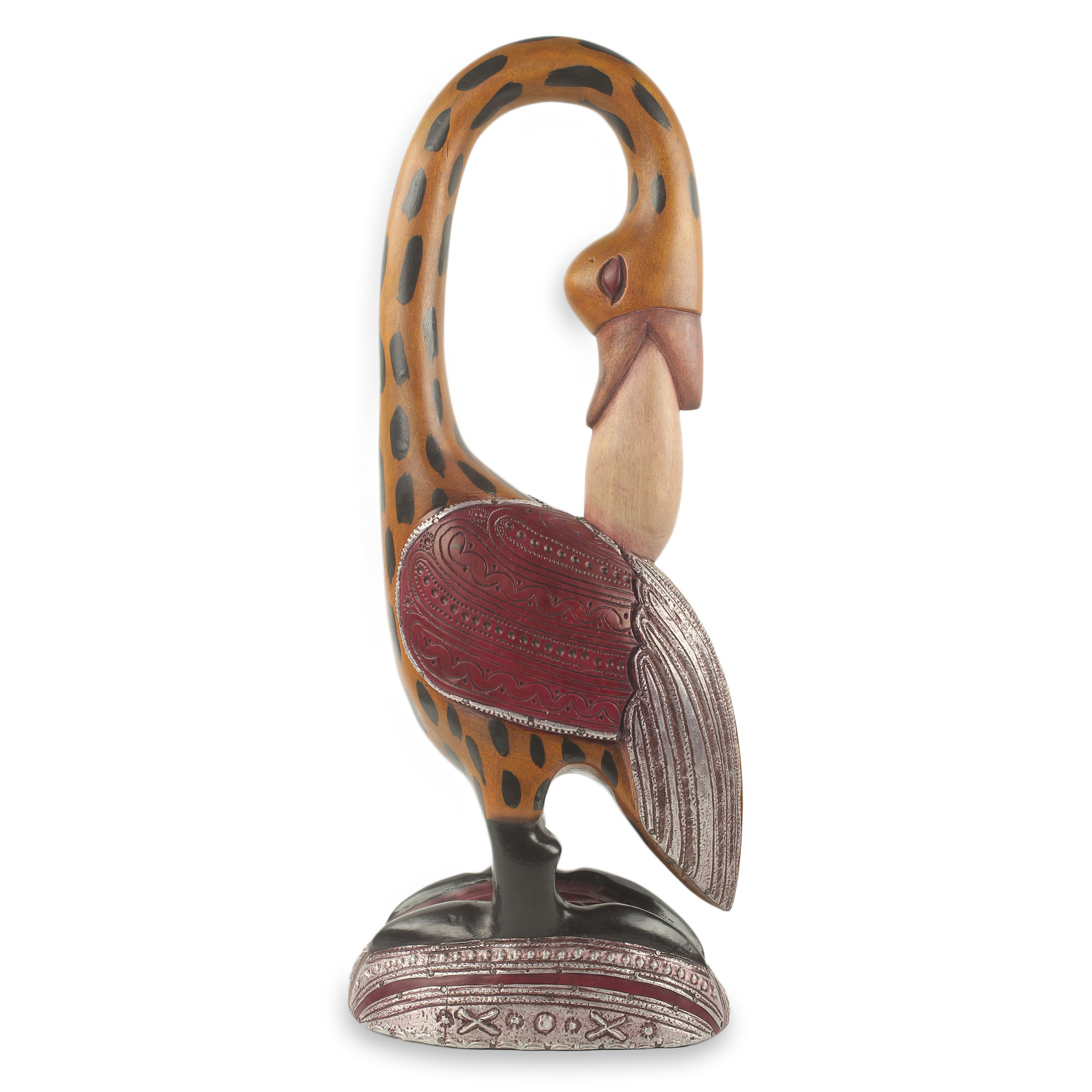 Colorful African Wood Bird Sculpture Hand Carved in Ghana - Spotted ...
