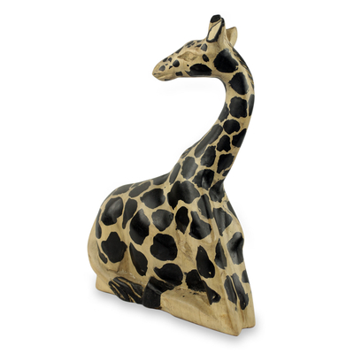 Escultura de madera - Escultura de jirafa de madera de comercio justo hecha a mano por artesanos africanos