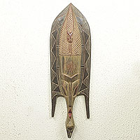 African wood mask, 'Fish Man' - Original African Wood Mask Crafted by Hand