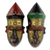 Máscaras africanas de madera, (par) - Máscaras africanas hechas a mano de latón y madera en relieve (par)