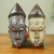 African wood masks, 'Akan Chief II' (pair) - Ghanaian Hand Made Sese Wood Masks with Metal (Pair) (image 2) thumbail