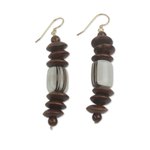 Wood beaded earrings, 'Kafui' - Fair Trade Beaded African Earrings Crafted by Hand
