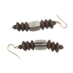 Wood beaded earrings, 'Kafui' - Fair Trade Beaded African Earrings Crafted by Hand
