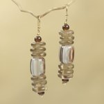 Beaded earrings, 'Xose in Beige' - African Earrings Crafted by Hand with Recycled Beads