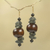Wood beaded earrings, 'Dzidudu in Dark Brown' - Recycled Beads and Wood Dangle Earrings (image 2) thumbail