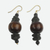 Wood beaded earrings, 'Dzidudu in Dark Brown' - Recycled Beads and Wood Dangle Earrings thumbail