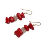 Agate dangle earrings, 'Red Velvet' - Red Agate Handcrafted African Dangle Earrings