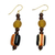 Recycled glass dangle earrings, 'Destiny Loves Me' - Yellow African Handcrafted Eco Friendly Earrings (image 2c) thumbail