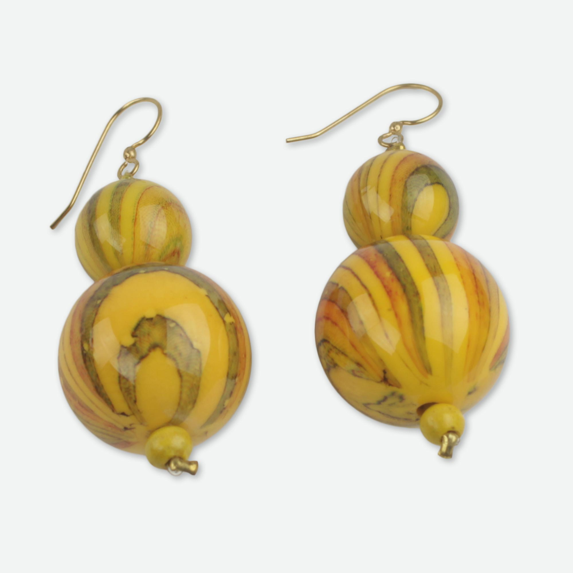 UNICEF Market | Hand Crafted Yellow Beaded Earrings Recycled Art ...