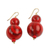 Beaded earrings, 'Dzidzo in Red' - Red Beaded Earrings Hand Crafted with Recycled Beads thumbail