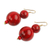Beaded earrings, 'Dzidzo in Red' - Red Beaded Earrings Hand Crafted with Recycled Beads