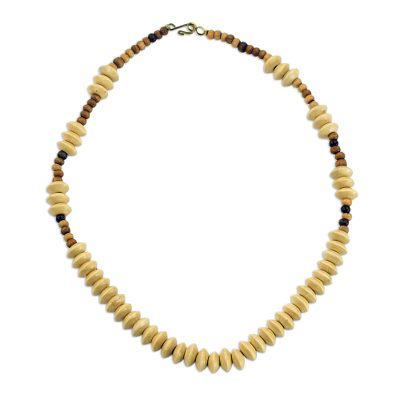 Wood beaded necklace, 'Nubueke in Brown' - Wood Beaded Necklace African Artisan Crafted Jewelry