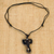 Bone pendant necklace, 'Osunu' - Black Elephant Batik Pendant on Adjustable Black Necklace thumbail