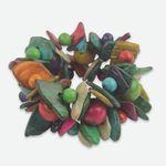 Wood stretch bracelet, 'Festival' - Handmade Wide Beaded Colorful Wood Stretch Bracelet