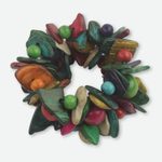 Wood stretch bracelet, 'Festival' - Handmade Wide Beaded Colorful Wood Stretch Bracelet