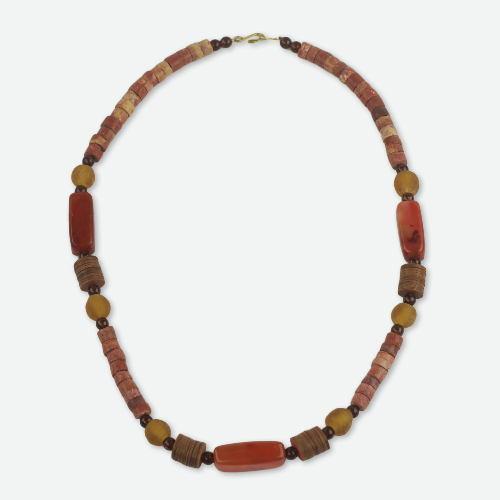 Agate and Bauxite Beaded Necklace with Recycled Materials - If Not for ...