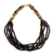 Collar de cuentas de vidrio reciclado - Collar ecológico artesanal africano marrón y amarillo