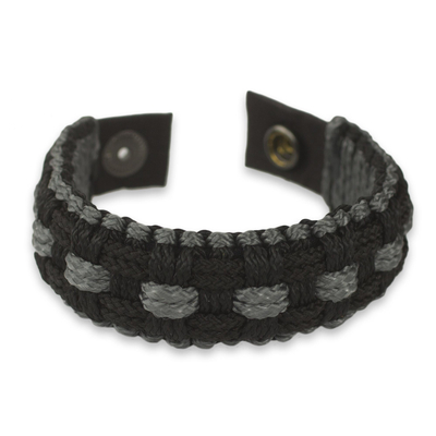 pulsera de pulsera de los hombres - Brazalete de cordón hecho a mano artesanalmente en negro y gris