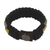 Men's wristband bracelet, 'Black Beauty' - Hand Made Cord Bracelet for Men in Black, Gray and Yellow (image 2b) thumbail