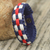 Men's wristband bracelet, 'Brilliant' - Hand Made Red White and Blue Men's Cord Bracelet (image 2) thumbail