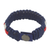Men's wristband bracelet, 'Brilliant' - Hand Made Red White and Blue Men's Cord Bracelet (image 2b) thumbail