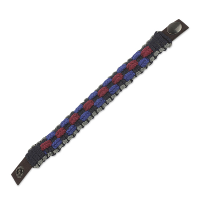 Men's wristband bracelet, 'Excellence' - Multicolored Woven Cord Wristband Bracelet for Men
