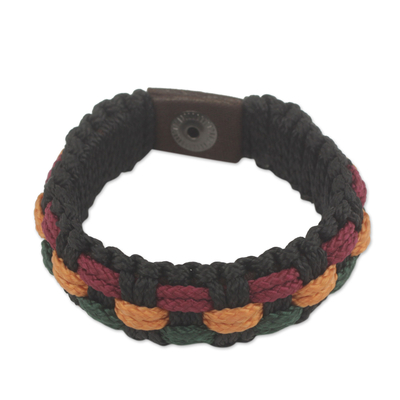 Men's wristband bracelet, 'Genesis' - Colorful Woven Cord Wristband Bracelet for Men from Ghana