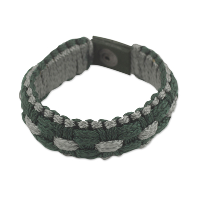 pulsera de pulsera de los hombres - Pulsera de cordón para hombre verde oscuro y gris tejida a mano