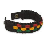 Men's wristband bracelet, 'Black Forest Paths' - Black Cord Handrafted Men's Colorful Wristband Bracelet