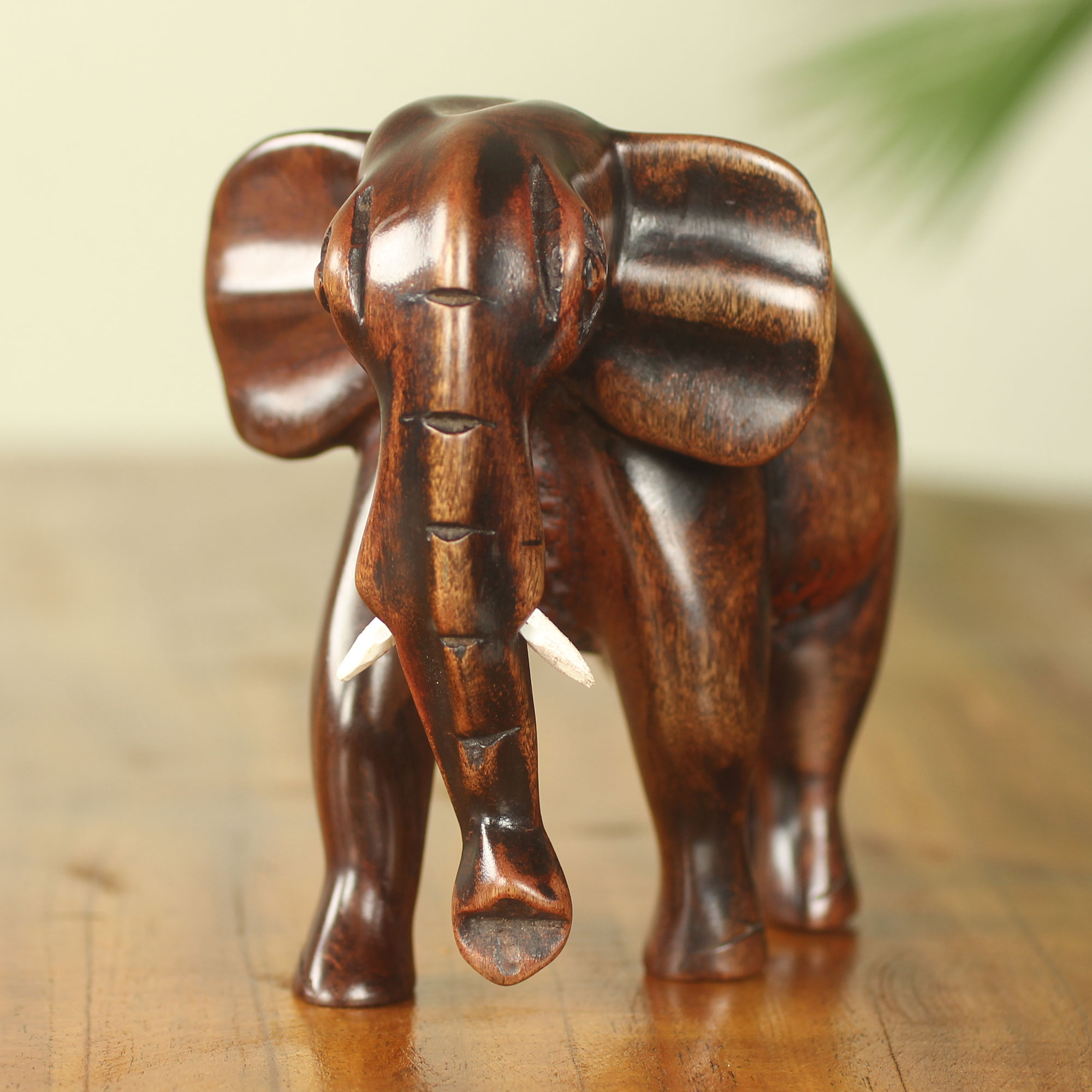 Elephant Sculpture Hand Carved from Ebony Wood - African Bush Elephant ...